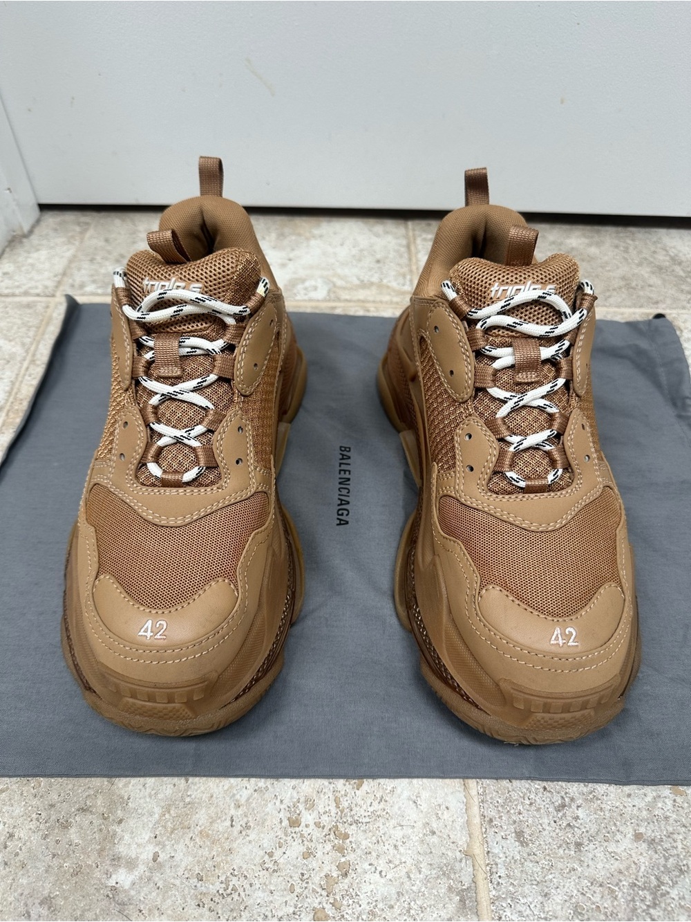Balenciaga Men's Tan/Brown Triple S Sneakers